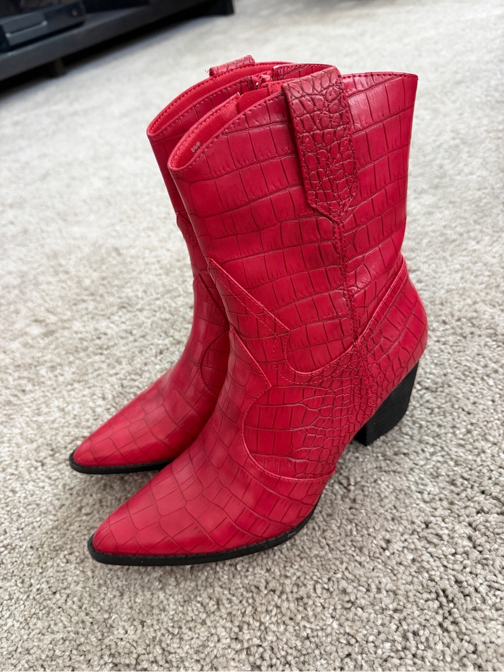 Coconuts by Matisse Women's Red Croc-Embossed Western Boot - Fashion Heel